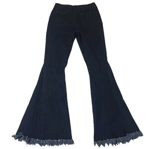 CATO Dark Wash High Rise Raw Hem Flare Bellbottom‎ Retro Jeans Women's 8 Long